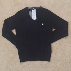 BMW Ladies V-Neck Black Sweater. Size Small